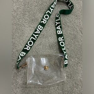 Clear Crossbody Bag with Green Strap